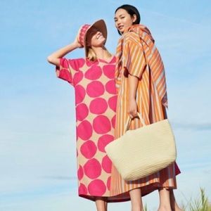Uniqlo Marimekko linen blend pink dress caftan XXS
